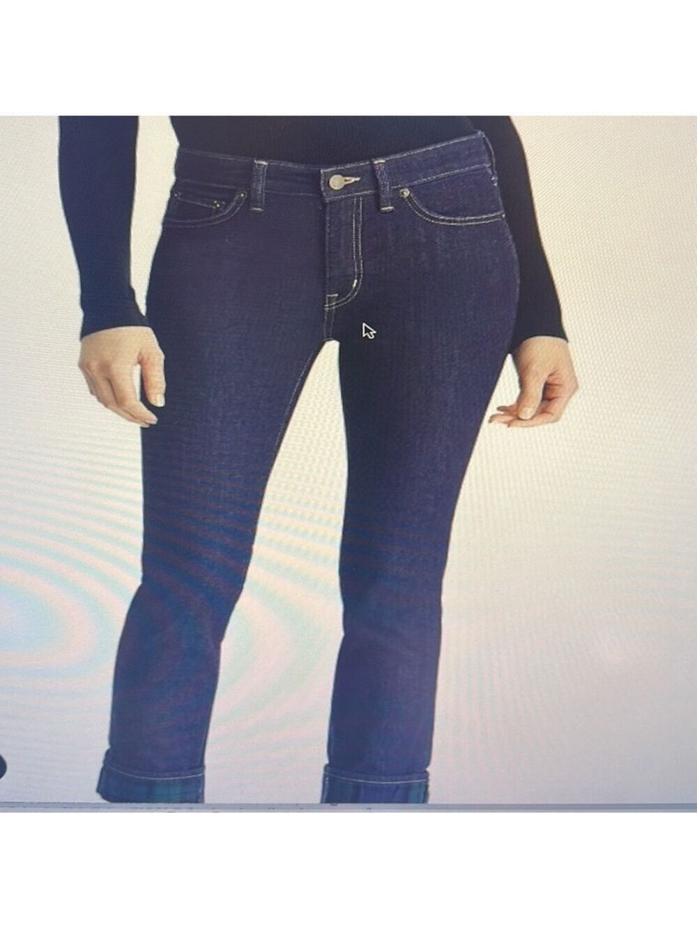 Lauren Ralph Lauren Straight Plaid Cuff Jeans